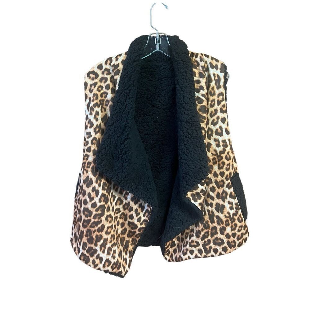 Love Of Fashion Faux Fur/Faux Suede Open Vest One Size  Animal Print NWT